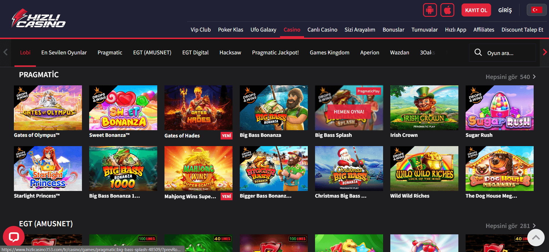 Slot, Blackjack ve Rulet Oyunları